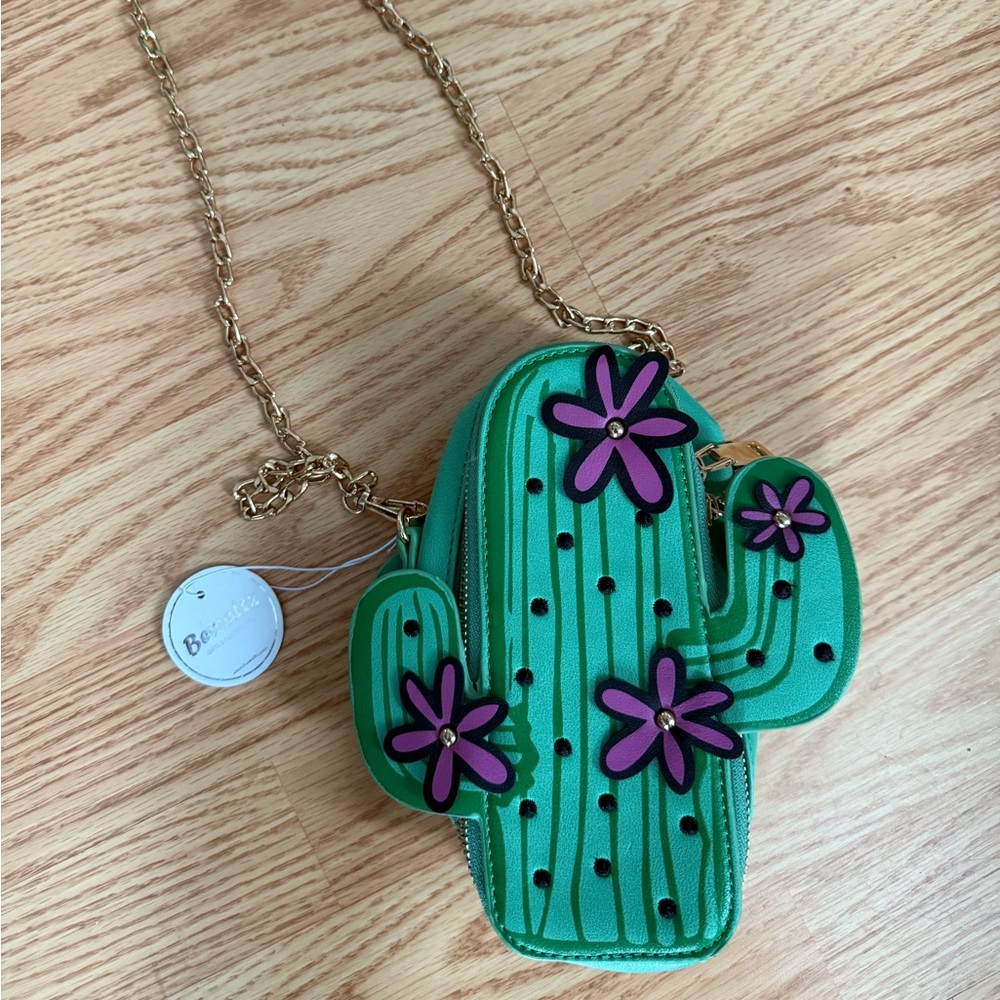 NWT Cactus Crossbody Bag with Pink Flowers